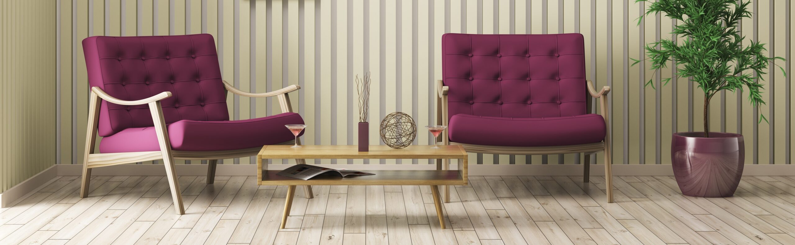 Purple chairs with a white background