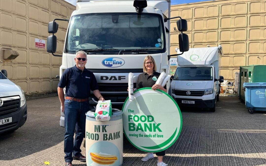 Donating vital supplies to MK Food Bank